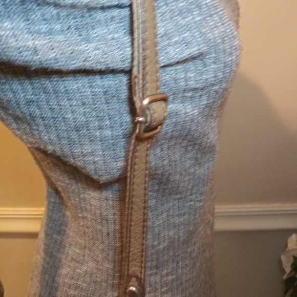 Fossil Leather Trimmed Taupe & Ivory Metallic Brocade Convertible Crossbody - Picture 11 of 15